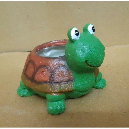 Green Turtle Resin Pot